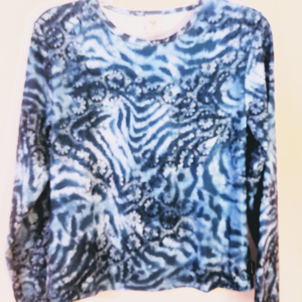 PrAna Active Wear Blue Print Top SMALL